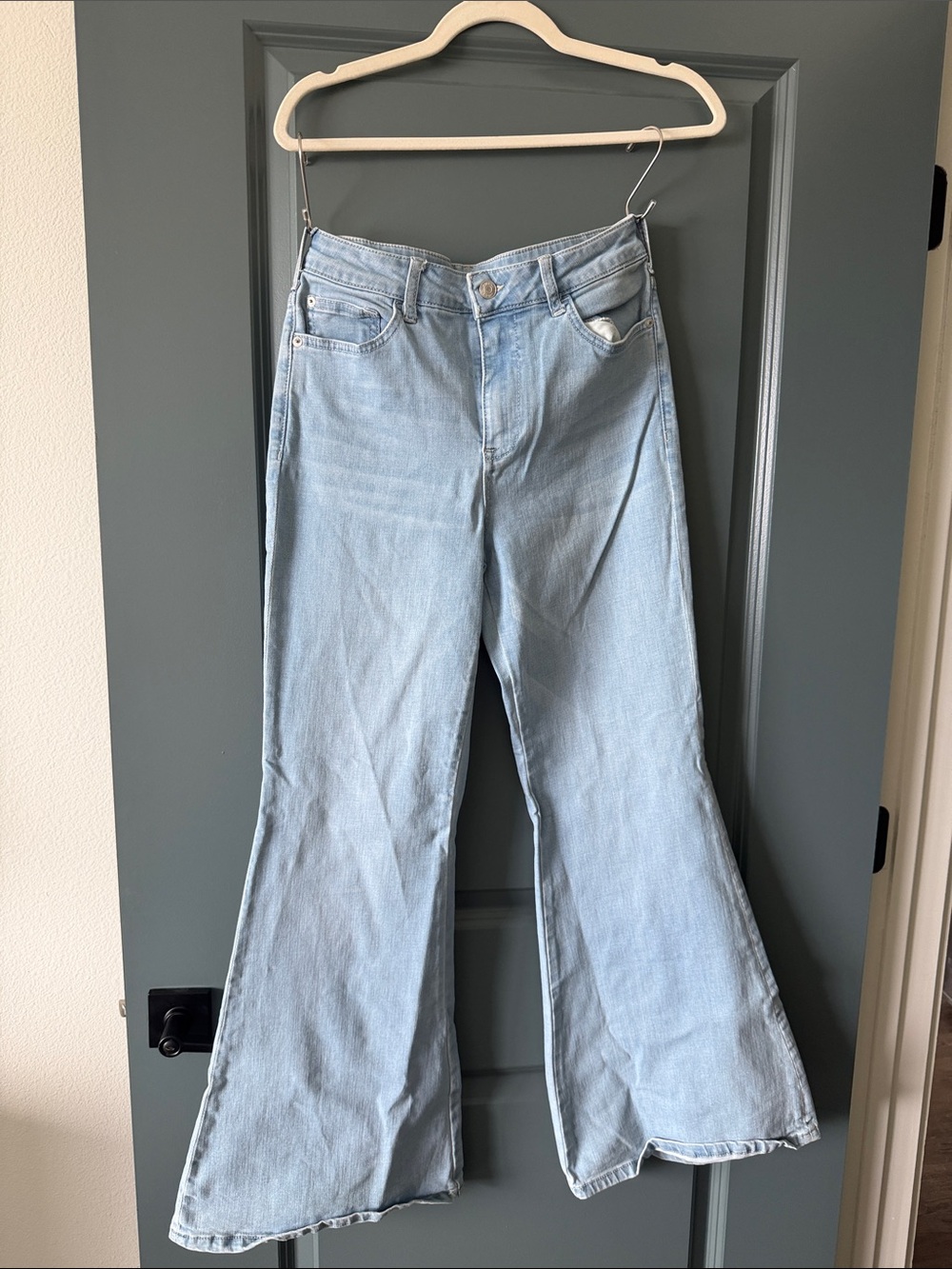 Pilcro Petite Light Blue High-Rise Flare Jeans